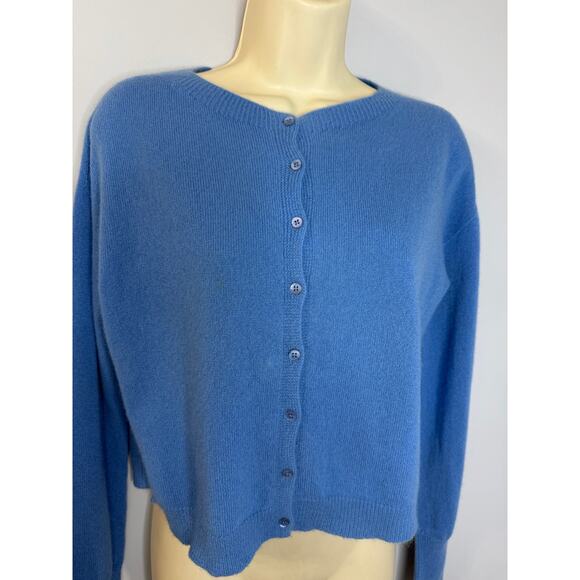 Dixie Cashmere Crop Cardigan Soft Casual Women's S Blue - Picture 3 of 11